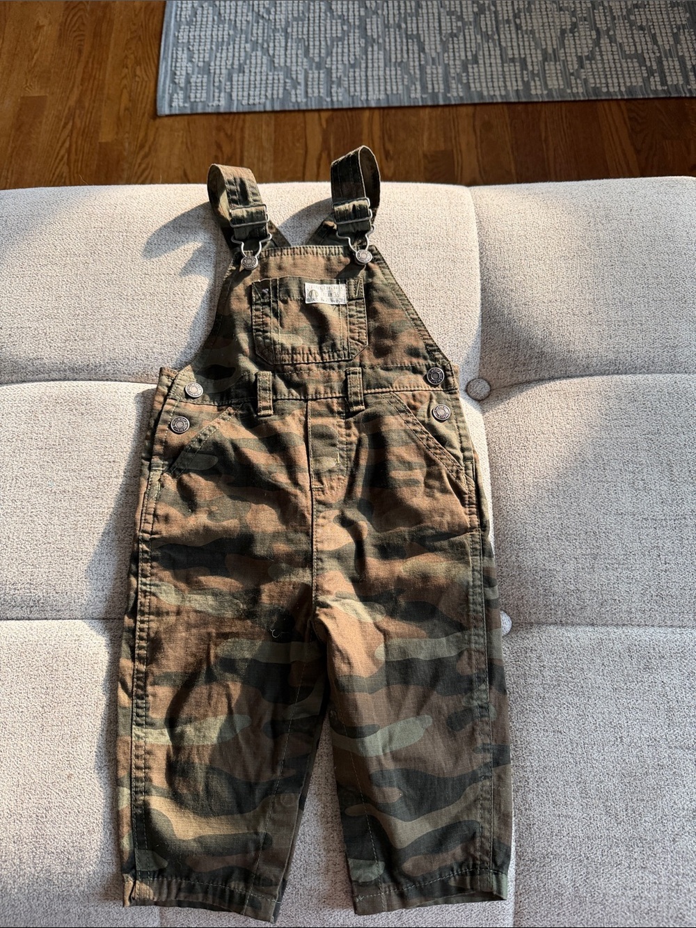 Carter’s Camo Overalls Toddler 12M Adjustable Bib Play Outfit